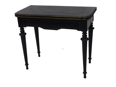 Lot 1193 - A 19thC French ebonised and Boulle card table,...