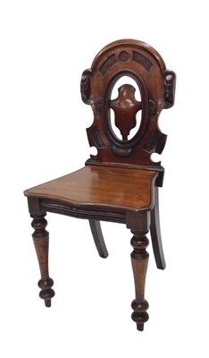 Lot 1213 - A Victorian mahogany hall chair, with a shield...