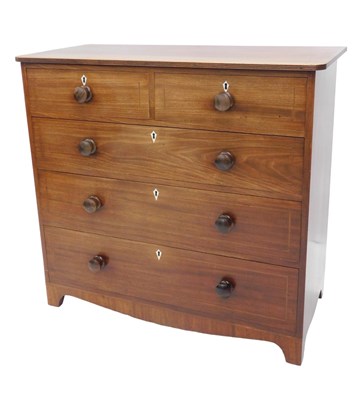 Lot 1215 - A 19thC mahogany and ebony strung chest of...