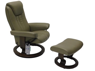 Lot 1249 - An Ekornes Stressless olive green leather...