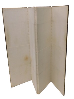 Lot 1252 - A cream fabric and gilt wood four fold screen,...