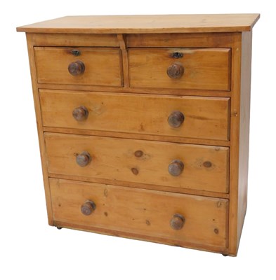 Lot 1270 - A striped pine chest of drawers, with a bow...