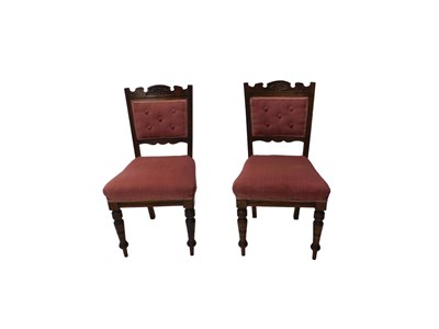 Lot 1279 - A pair of Victorian walnut side chairs, each...