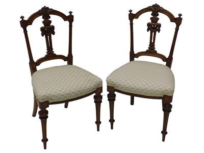 Lot 1281 - A pair of Victorian walnut bedroom...