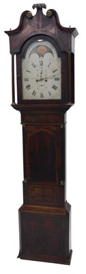 Lot 1274 - A 19thC longcase clock, the arched painted...