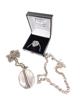 Lot 446 - A silver locket, watch chain, and a wheatsheaf...