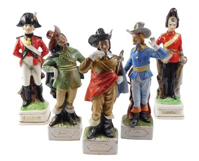 Lot 311 - Five Continental porcelain military figures, D'...