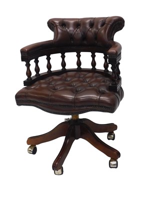Lot 1245 - A mahogany and brown leather office...