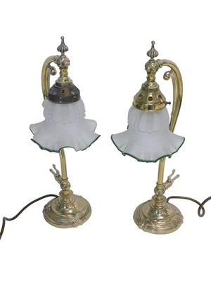 Lot 1096A - A pair of brass table lamps, each with an...