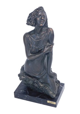 Lot 1096B - A bronzed resin sculpture of a lady,...