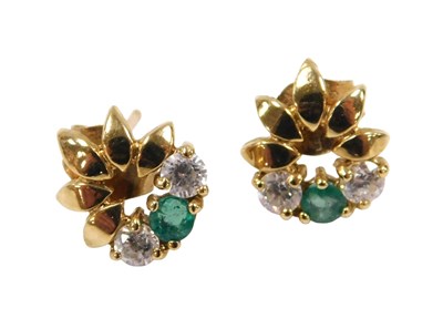 Lot 430 - A pair of foliate and floral earrings, set...