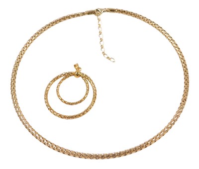 Lot 519 - A 9ct gold lattice choker, on a lobster claw...