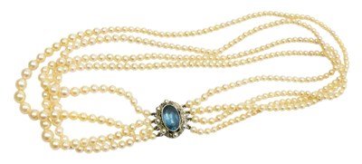 Lot 407 - A full rope graduated pearl necklace, set with...