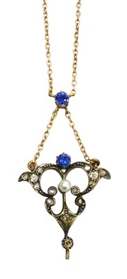 Lot 229 - An Edwardian sapphire diamond and pearl...
