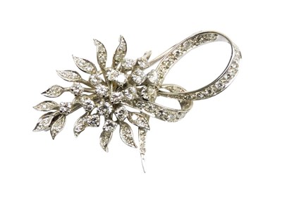 Lot 12 - A, 18ct gold diamond floral spray brooch, set...