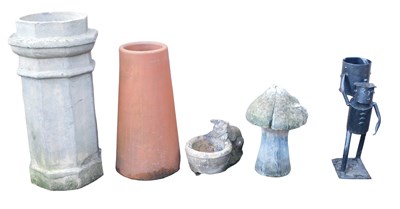Lot 1130a - A terracotta chimney pot or planter, together...