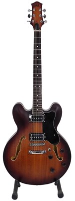 Lot 29 - An Eart semi-hollow body electric guitar,...