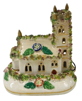 Lot 40 - A late 19thC Staffordshire pastel burner,...