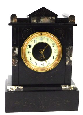 Lot 48 - A late 19thC French slate and marble mantel...