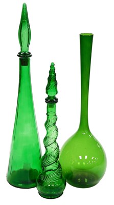 Lot 52 - A late 20thC Empoli green glass decanter and...