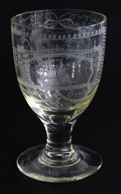 Lot 63 - A mid 19thC cut glass rummer, engraved with...