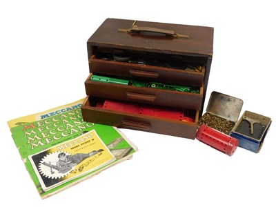 Lot 765 - Various Meccano contained in a mahogany chest,...