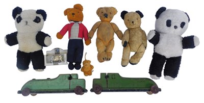 Lot 794 - Various soft toys, including a panda, bear,...