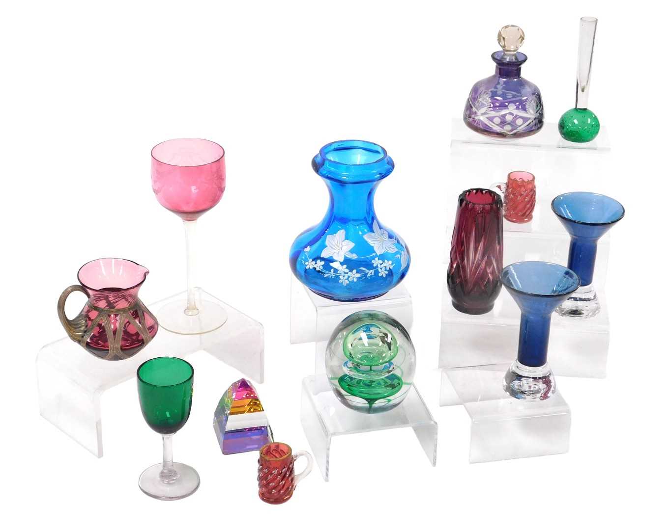 Lot 186 - A group of coloured glassware, including a
