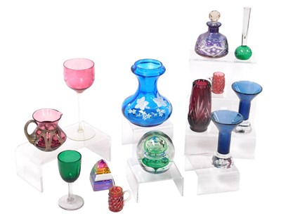 Lot 186 - A group of coloured glassware, including a...