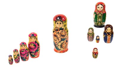Lot 193 - A late 20thC USSR wooden five piece Matryoska...