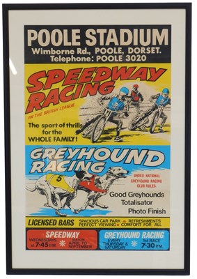 Lot 38 - A 1960s Poole Stadium framed poster, Speedway...