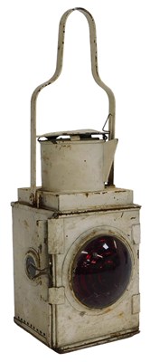Lot 41 - A large railway signal lantern, painted white,...