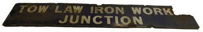 Lot 48 - An enamel railway sign for Tow Law Ironworks...