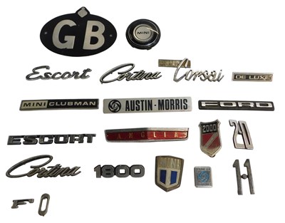 Lot 60 - Various car badges, including Ford Escort,...
