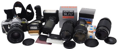 Lot 263 - A Pentax ME Super camera, Tokina 200mm zoom...