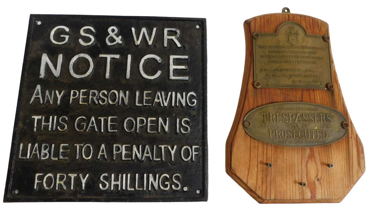 Lot 72 - A GS&WR notice Any Person Leaving This Gate