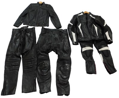 Lot 125 - A Spada leather motorcycle jacket and trousers,...