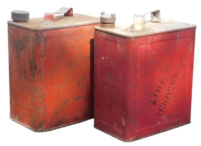 Lot 142 - Two five-litre petrol cans, red with white...