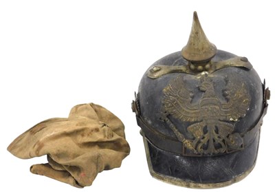 Lot 282 - A WWI German Prussian leather Pickelhaube,...