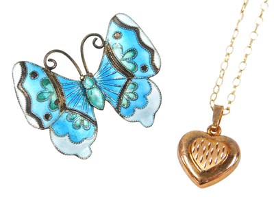 Lot 433 - A heart shaped pendant, rose metal, stamped...