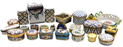Lot 387 - Assorted enamel and porcelain boxes, a Dresden...