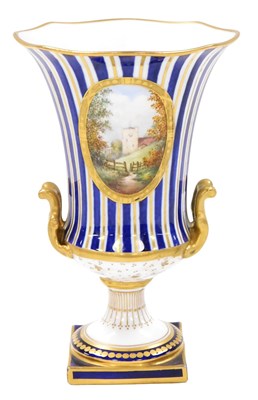 Lot 393 - A Royal Crown Derby porcelain vase, of campana...