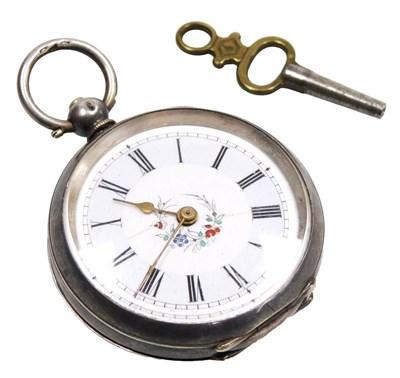 Lot 535 - A late 19thC lady's silver cased pocket watch,...
