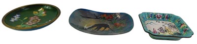 Lot 75 - A Dutch brass and enamelled dish, depicting a...