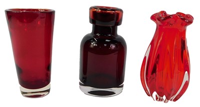 Lot 84 - Bengt Edenfalk (1924-2016). A red glass vase,...