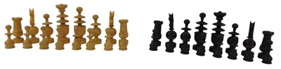 Lot 87 - An early 20thC wooden chess set, height of...
