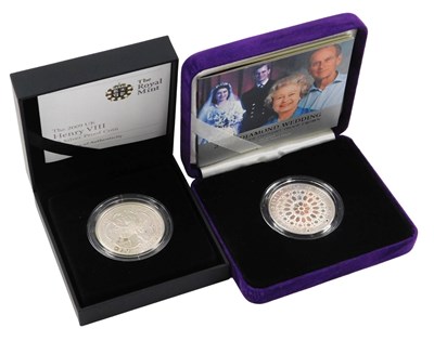 Lot 549 - A Royal Mint 2007 Diamond Wedding silver...