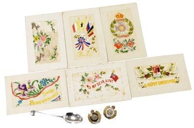 Lot 466 - Six World War I silk postcards, together with...