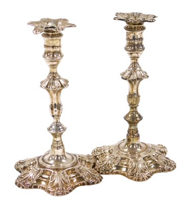 Lot 102 - A George II silver taper stick, of turned and...