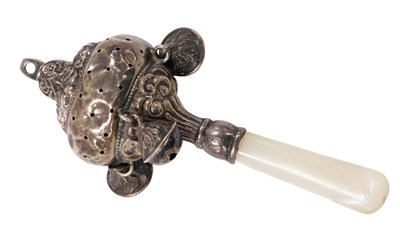 Lot 562 - A George V silver and mother of pearl baby's...